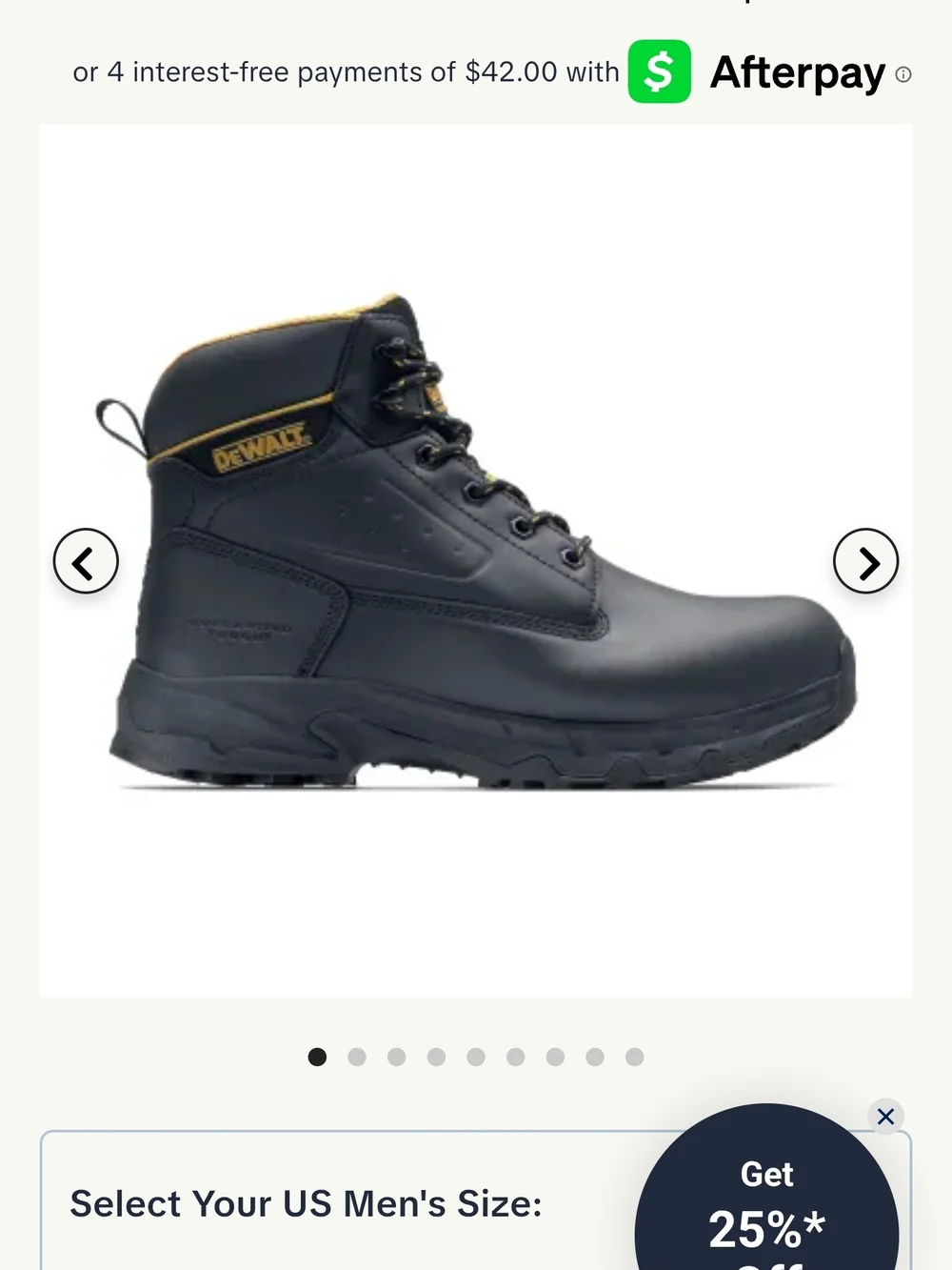 DeWalt ProLite Men's Black Work Boots with Yellow Lining